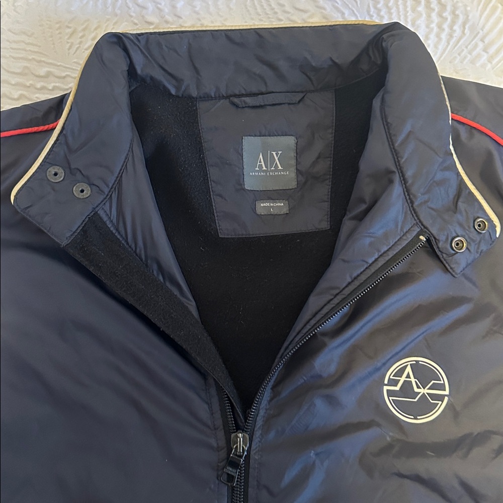 Armani Exchange Navy Windbreaker with Red and Cream Trim